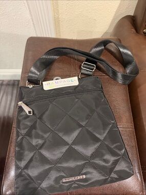 Rampage Black Quilted Nylon Crossbody Bag